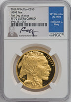 2019-W $50 One-Ounce American Buffalo .9999 Fine Gold First Day of Issue NGC PF70