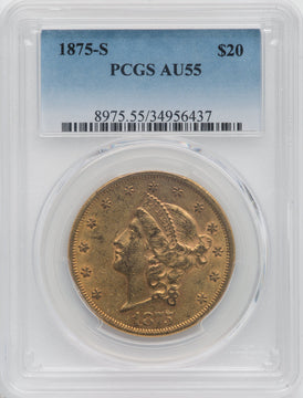 1875-S $20 Liberty Double Eagle PCGS AU55