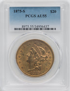 1875-S $20 Liberty Double Eagle PCGS AU55