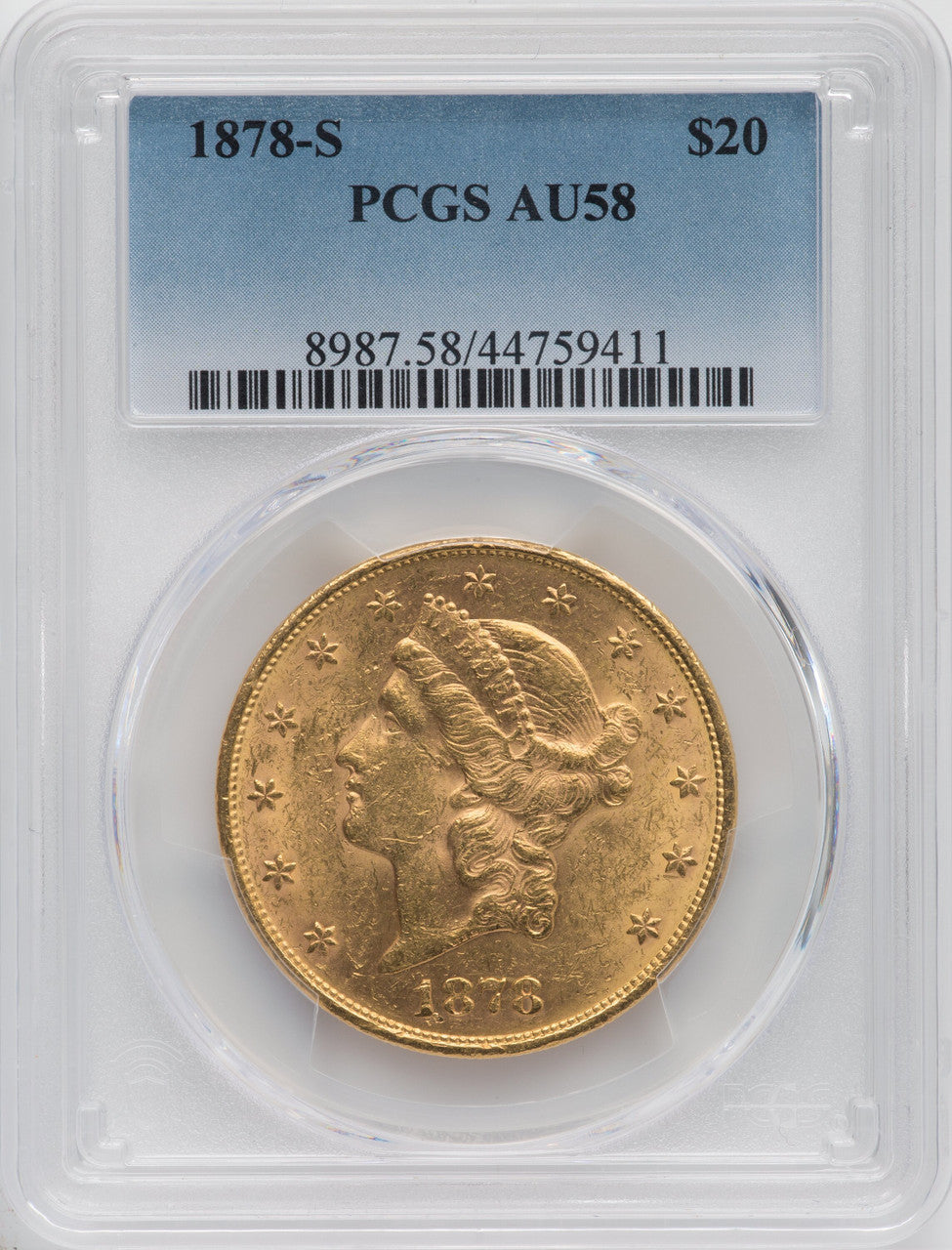 1878-S $20 Liberty Double Eagle PCGS AU58