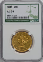 1841 $10 Liberty Eagle NGC AU58