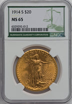 1914-S $20 Saint-Gaudens Double Eagle NGC MS65