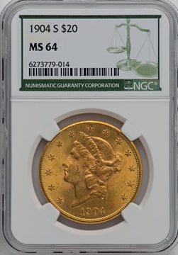 1904-S $20 Green Label Liberty Double Eagle NGC MS64
