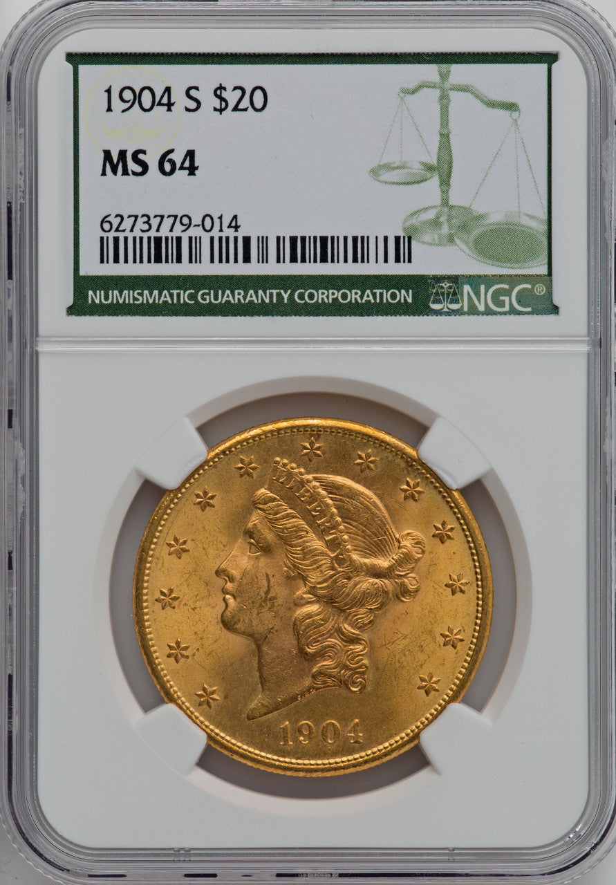 1904-S $20 Green Label Liberty Double Eagle NGC MS64