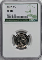 1937 5C Green Label Proof Buffalo Nickel NGC PR68 (757007017)
