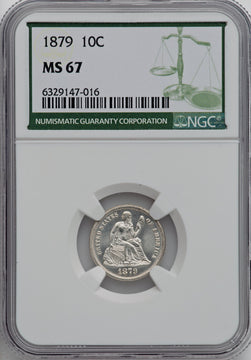1879 10C Seated Dime NGC MS67