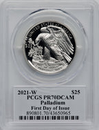 2021-W $25 Palladium FDI Dannreuther Sig PCGS PR70