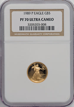 1989-P $5 Tenth-Ounce Gold Eagle NGC MS70