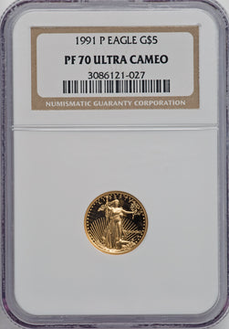 1991-P $5 Tenth-Ounce Gold Eagle NGC MS70