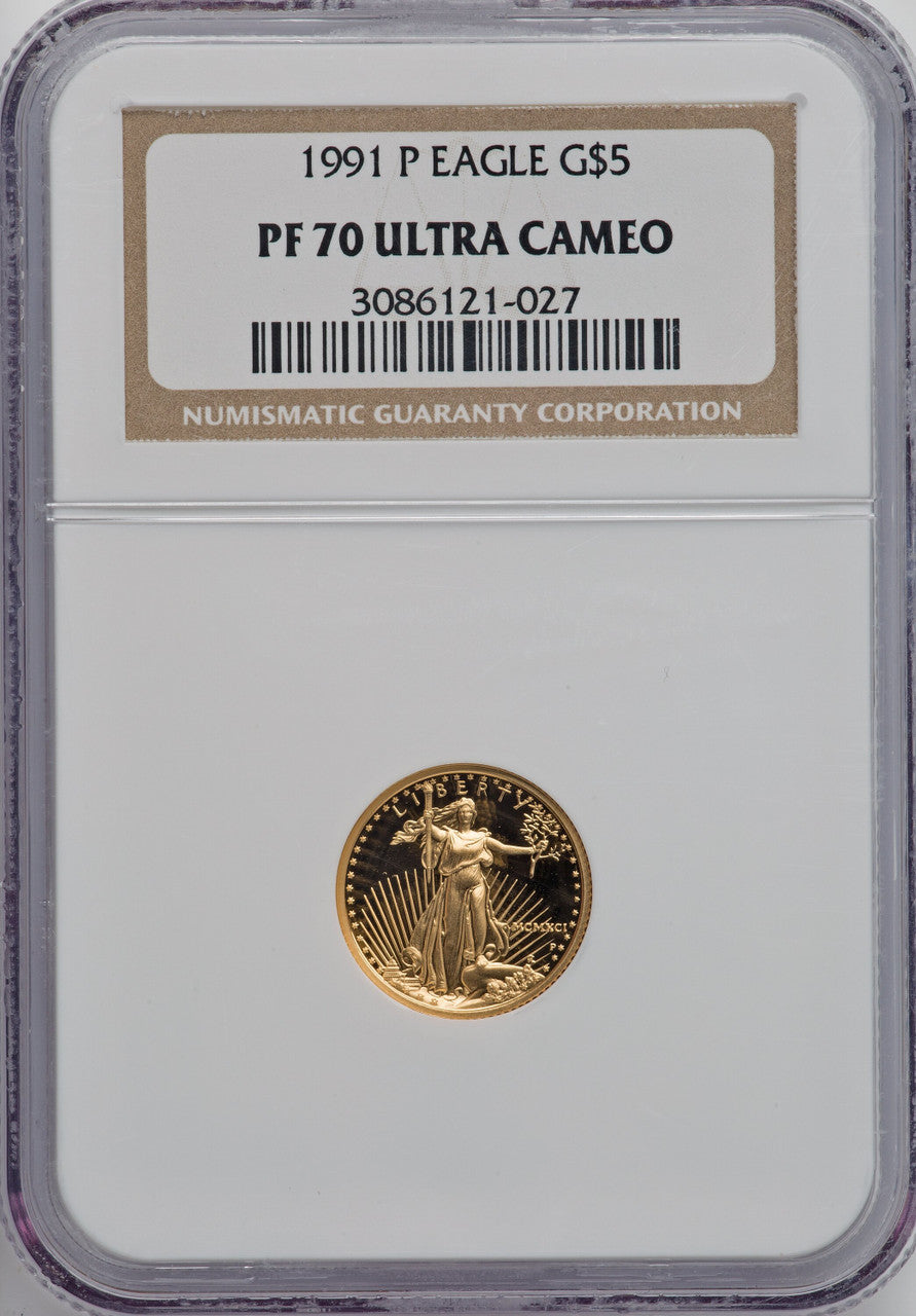 1991-P $5 Tenth-Ounce Gold Eagle NGC MS70