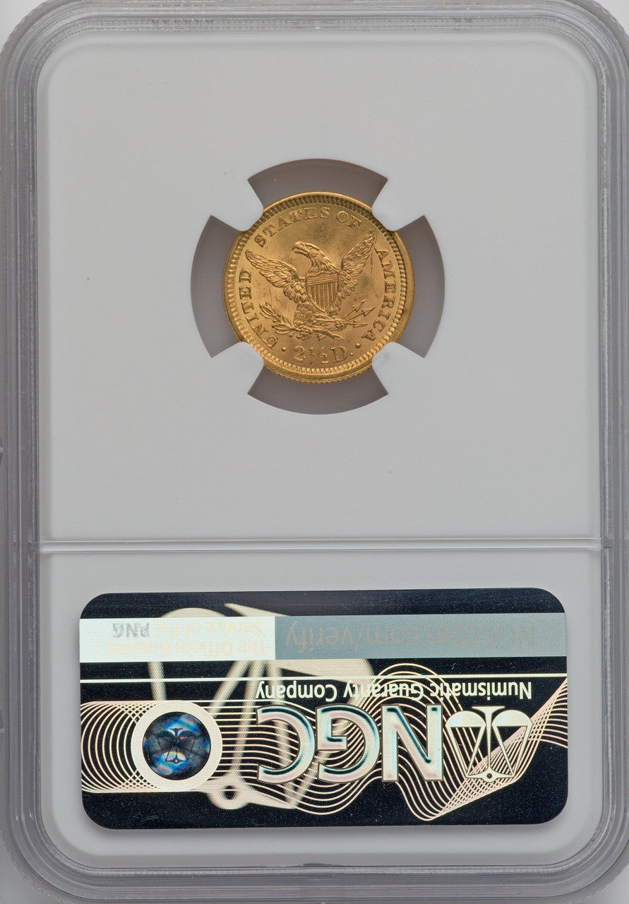 1861 $2.50 New Reverse Type 2 Green Label Liberty Quarter Eagle NGC MS64