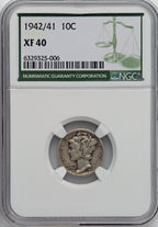 1942/1 10C FS-101 Mercury Dime NGC XF40