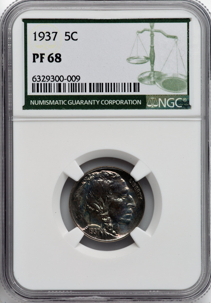 1937 5C Green Label Proof Buffalo Nickel NGC PR68