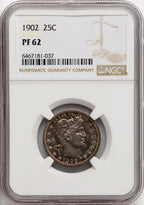1902 25C Proof Barber Quarter NGC PR62