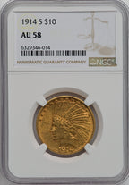 1914-S $10 Indian Eagle NGC AU58