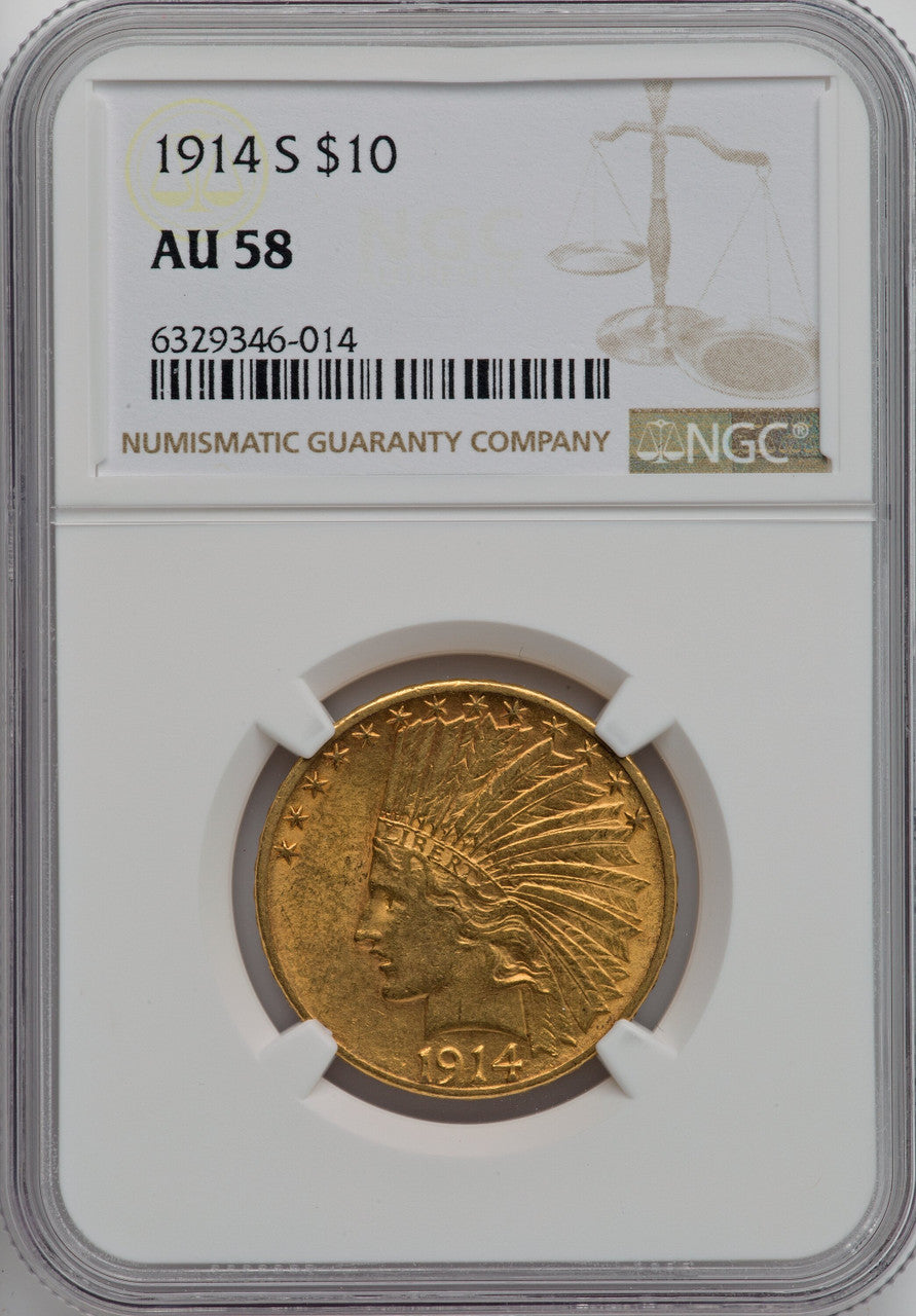 1914-S $10 Indian Eagle NGC AU58