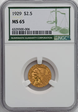 1929 $2.50 Indian Quarter Eagle NGC MS65