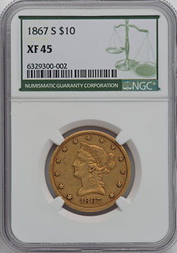 1867-S $10 Liberty Eagle NGC XF45