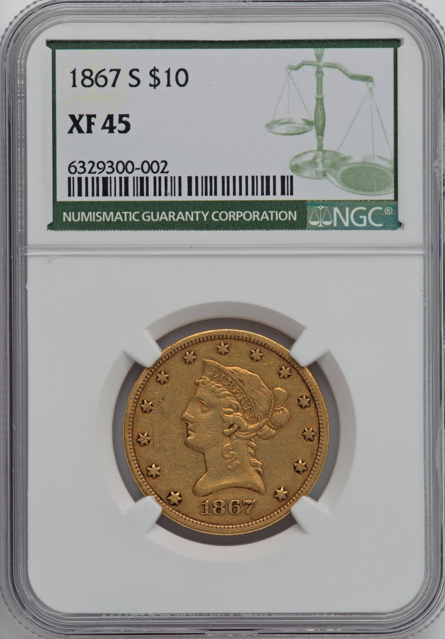 1867-S $10 Liberty Eagle NGC XF45