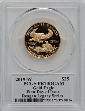2019-W $25 Half-Ounce Gold Eagle First Day of Issue Michael Reagan PCGS PR70