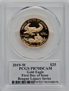 2019-W $25 Half-Ounce Gold Eagle First Day of Issue Michael Reagan PCGS PR70