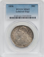 1836 50C Letter Edge Bust Half Dollar PCGS MS62