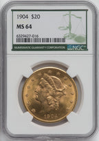 1904 $20 Liberty Liberty Double Eagle NGC MS64