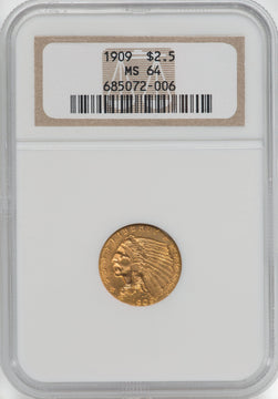 1909 $2.50 Indian Quarter Eagle NGC MS64