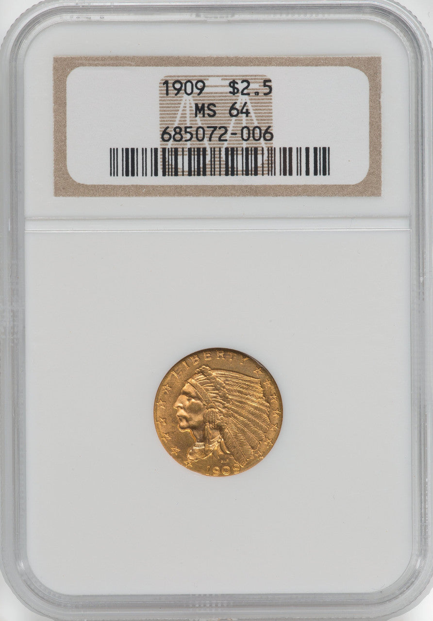 1909 $2.50 Indian Quarter Eagle NGC MS64