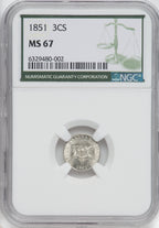 1851 3CS Three Cent Silver NGC MS67