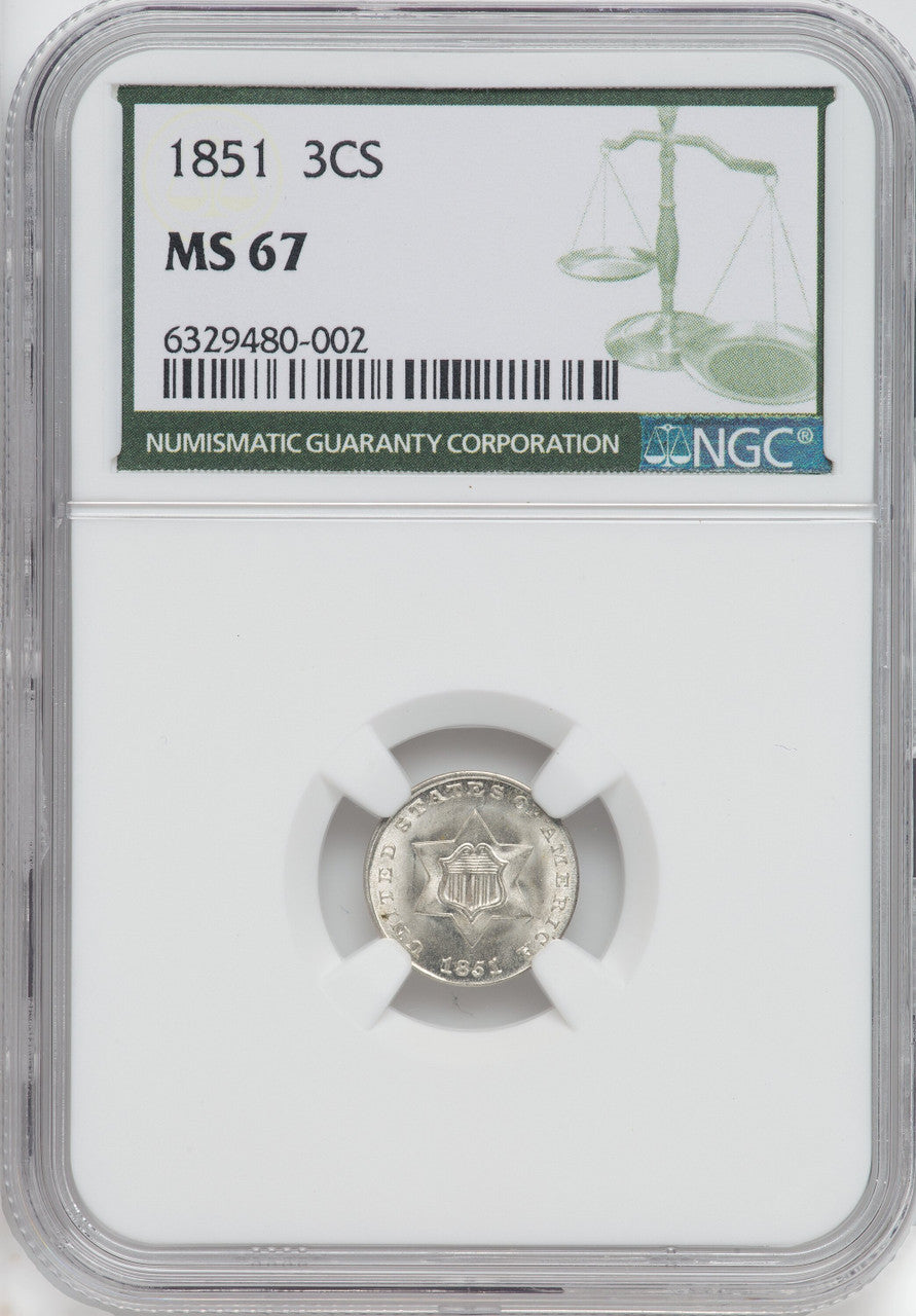 1851 3CS Three Cent Silver NGC MS67