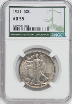 1921 50C Walking Liberty Half Dollar NGC AU58