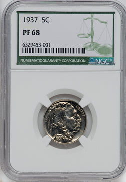 1937 5C Green Label Proof Buffalo Nickel NGC PR68 (757523020)