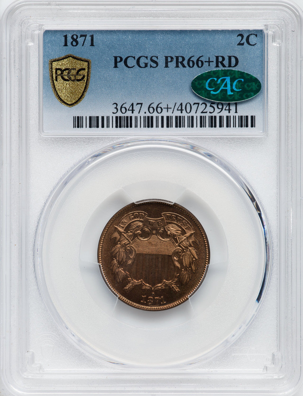 1871 2C Proof Two Cent Pieces PCGS PR66+