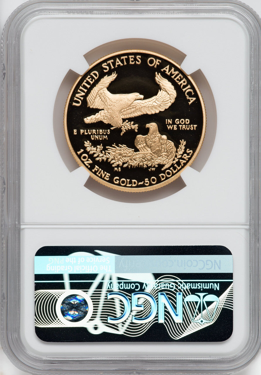 2008-W $50 One-Ounce Gold Eagle NGC PF70 Mike Castle Signed