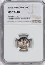 1916 10C Mercury FB NGC Plus Mercury Dime NGC MS67+