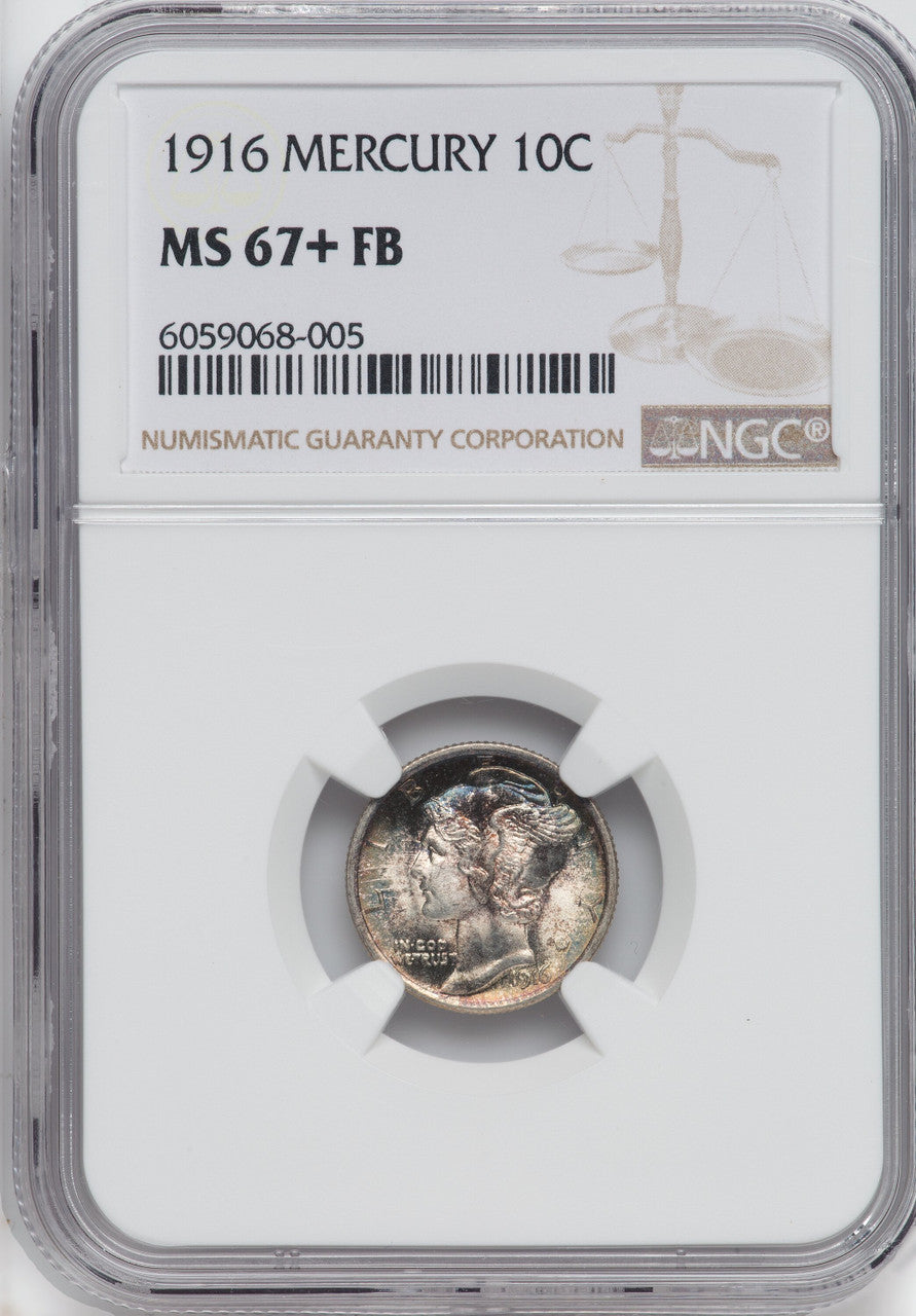 1916 10C Mercury FB NGC Plus Mercury Dime NGC MS67+