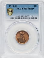 1911-D 1C RD Lincoln Cent PCGS MS65