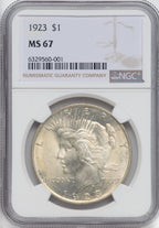 1923 $1 Peace Dollar NGC MS67