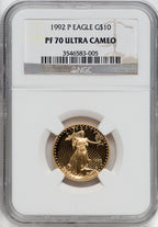 1992-P $10 Quarter-Ounce Gold Eagle NGC PF70