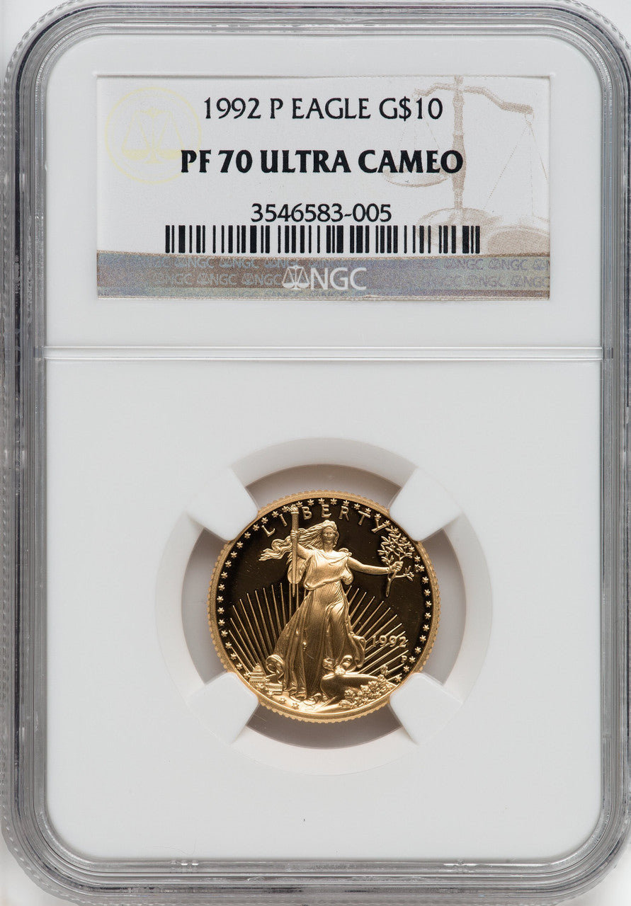 1992-P $10 Quarter-Ounce Gold Eagle NGC PF70