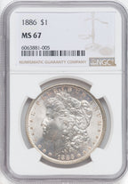 1886 $1 Morgan Dollar NGC MS67