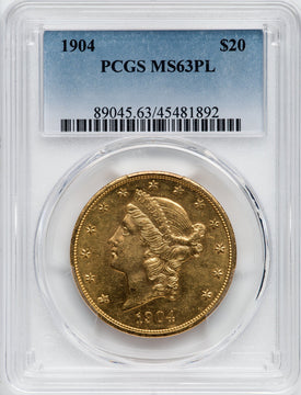 1904 $20 PL Liberty Double Eagle PCGS MS63