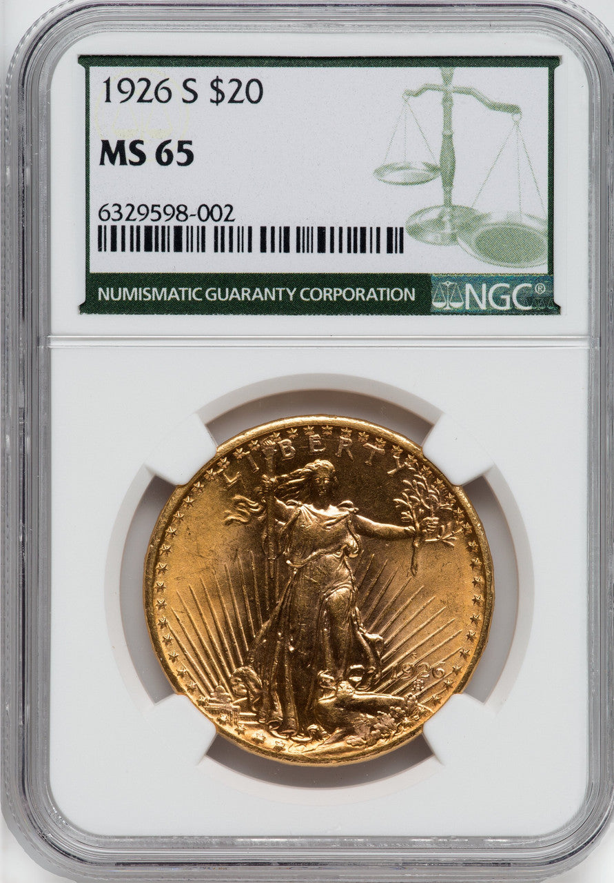1926-S $20 Saint-Gaudens Double Eagle NGC MS65