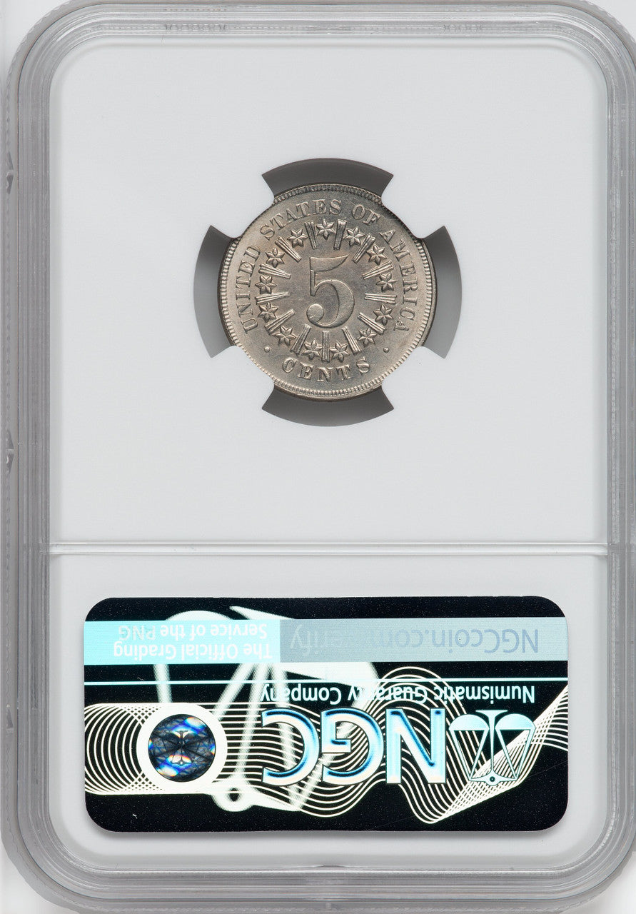 1866 5C RAYS Shield Nickel NGC MS65