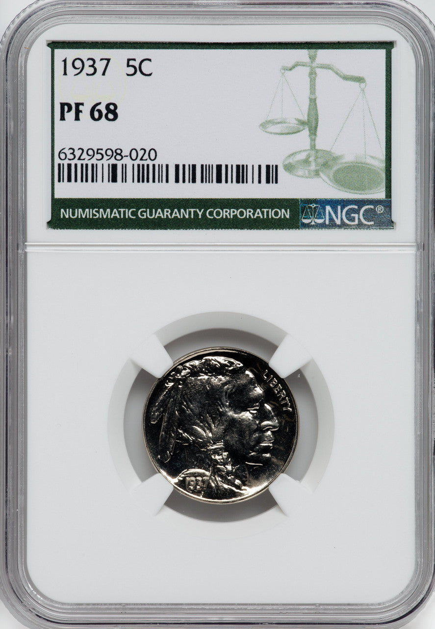 1937 5C Green Label Proof Buffalo Nickel NGC PR68 (758091341)