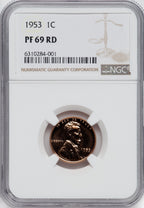 1953 1C RD Proof Lincoln Cent NGC PR69