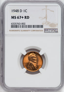 1948-D 1C RD NGC Plus Lincoln Cent NGC MS67+