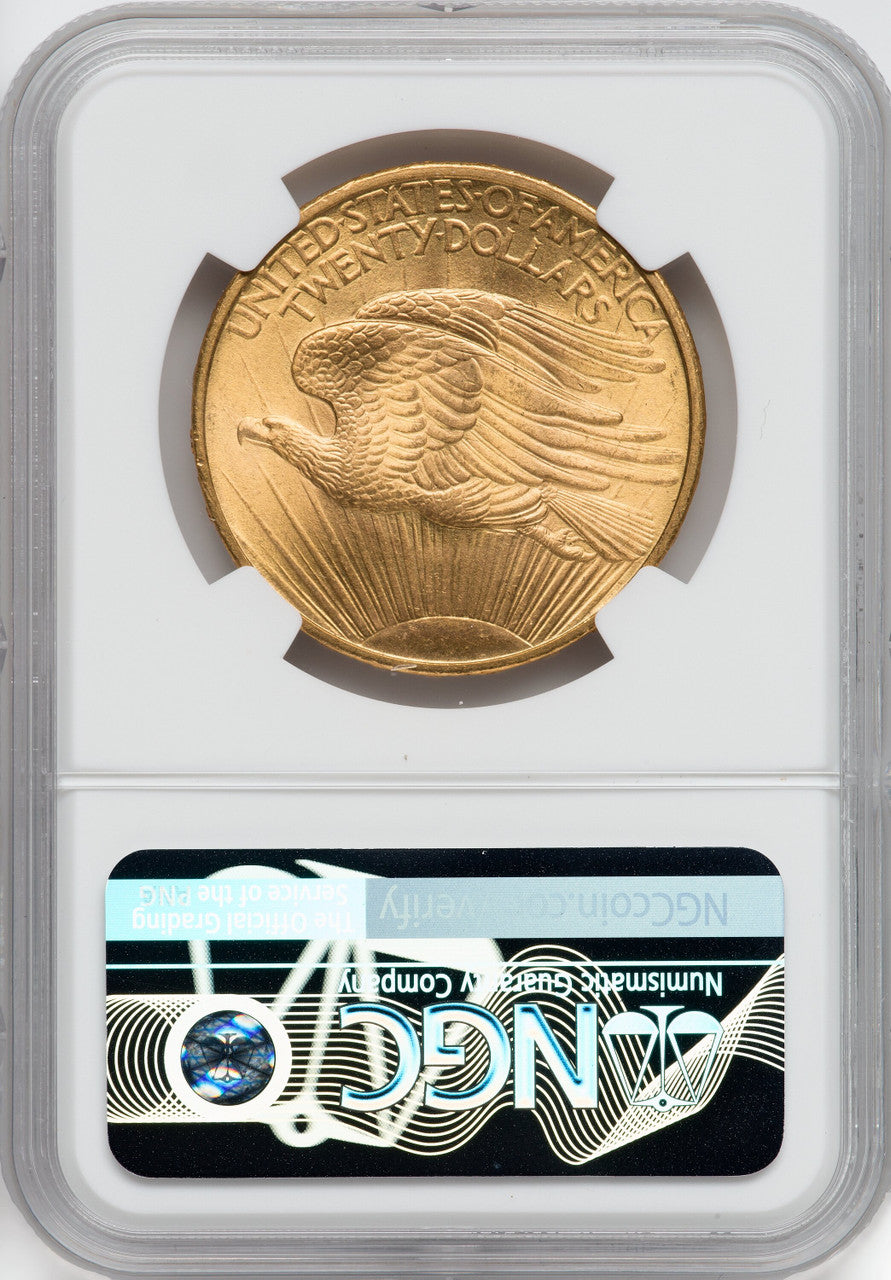 1908 $20 NO MOTTO Green Label Saint-Gaudens Double Eagle NGC MS66+