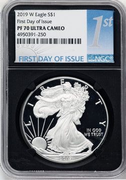2019-W S$1 Silver Eagle First Strike NGC PF70